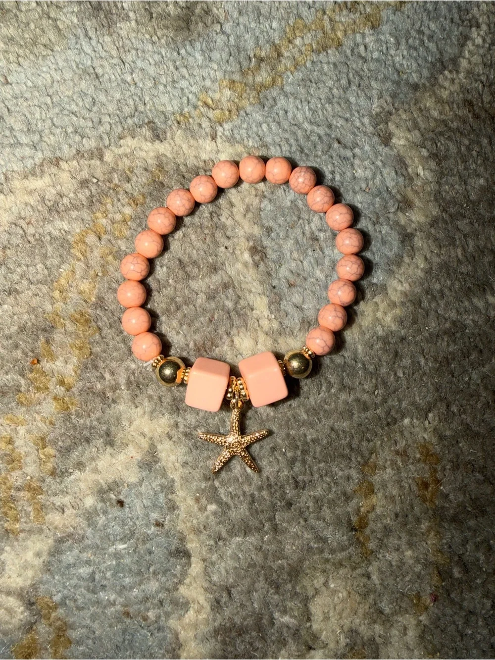 Pink Beaded Starfish Charm Bracelet